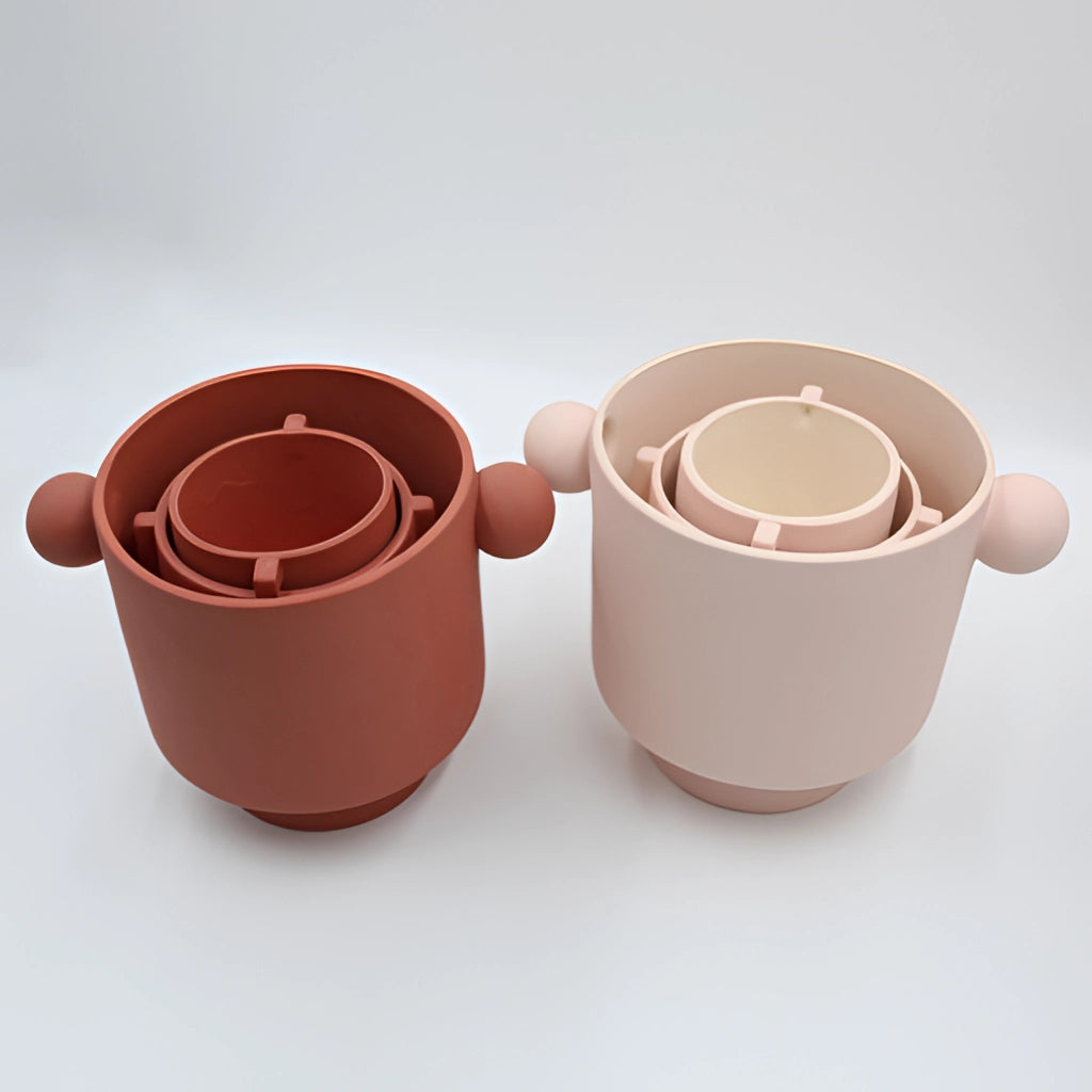 Ceramic vase in Scandinavian design featuring earthy tones, hand molded, displayed as tableware.