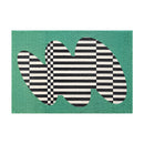 Geometric striped entrance doormat inspired by Back to the Future, featuring a rectangular shape with a patterned design.
