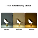 Dimmable LED cordless table nightstand light designed as a bird, featuring a detailed beak and the appearance of a water bird or accipitridae, surrounded by terrestrial plants.