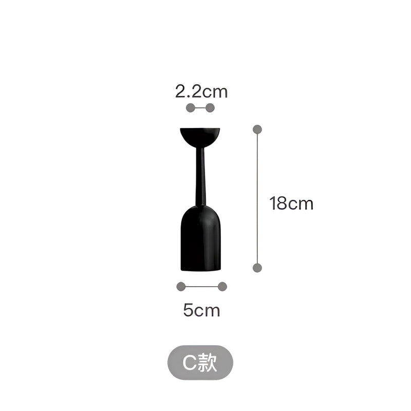 Black wooden candle holder set for home decor, 18cm in height.