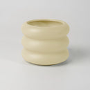 Medium-sized beige ceramic bubble glass planter vase in a round, egg-shaped design, suitable for display as dishware or serveware.