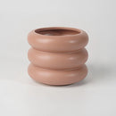 Ceramic round bubble glass planter vase featuring a pottery and earthenware design, with artistic clay and ceramic elements forming a circular vase shape.