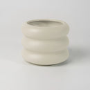 Medium-sized Bubble Glass Planter Vase in Shell variant featuring a round ceramic design with a textured, earthenware appearance.