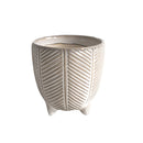 Small Tahiti-themed ceramic plant pot designed to resemble island holiday aesthetics, featuring a cylindrical shape with wooden and circular elements, ideal for table display.