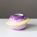 Purple Ceramic Planet Plant Pot featuring an Astral Galaxy Design, shaped in a spherical form with vibrant violet and magenta colors.
