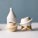 Ceramic plant pot featuring an astral galaxy design, decorated with artistic patterns resembling the stars and cosmos, suitable for home decor.