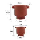 Ceramic vase in Scandinavian design with earthy tones, hand molded, shown in small or large sizes.