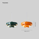 Modern metal pendant lamp featuring linked circle design suspended from a ceiling.