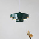 Modern metal pendant lamp featuring linked circle design in green, with a switchable 3-color temperature setting.