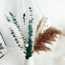 Dried Pampas Grass Flowers Set featuring 30 pieces, including twigs and feathers, designed for interior decoration.