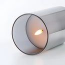 Three-piece LED pillar candle set in glass with remote control, flameless design suitable for safe indoor ambiance.