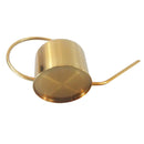 Gold stainless steel watering can displayed on a table, featuring a sleek design with a long spout and a handle, surrounded by various household items.