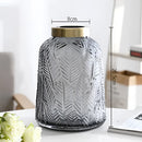Grey glass vase designed for hydroponic plants with a rectangular Nordic design.