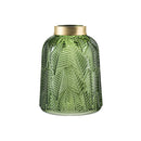 Green glass vase designed for hydroponic plants featuring a Nordic design, depicted with a rectangular shape and minimalist aesthetic.