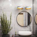 Contemporary LED wall light featuring an artistic iron and acrylic sconce, installed above a sink with a mirror, tap, and plant nearby, enhancing a modern bathroom's architecture.