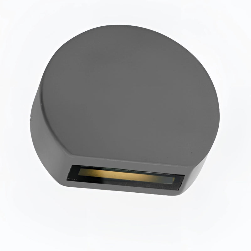 Metal Wall Lamp LED Sconce in Sand Grey, featuring a rectangular aluminum body with a borosilicate glass cover, mounted on a ceiling.