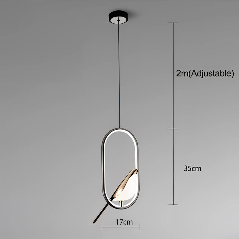 Modern rotatable wall sconce with a 360-degree ellipse-shaped black lampshade and warm light, featuring a gold, metal body and transparent glass elements.