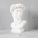 Medium-sized Neoclassical Greek David head resin planter, featuring detailed sculptural elements of the face, jaw, and chin, styled as an artistic statue.
