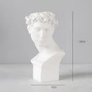 Medium-sized neoclassical Greek head resin planter designed as a sculpture with artistic and creative visual elements.