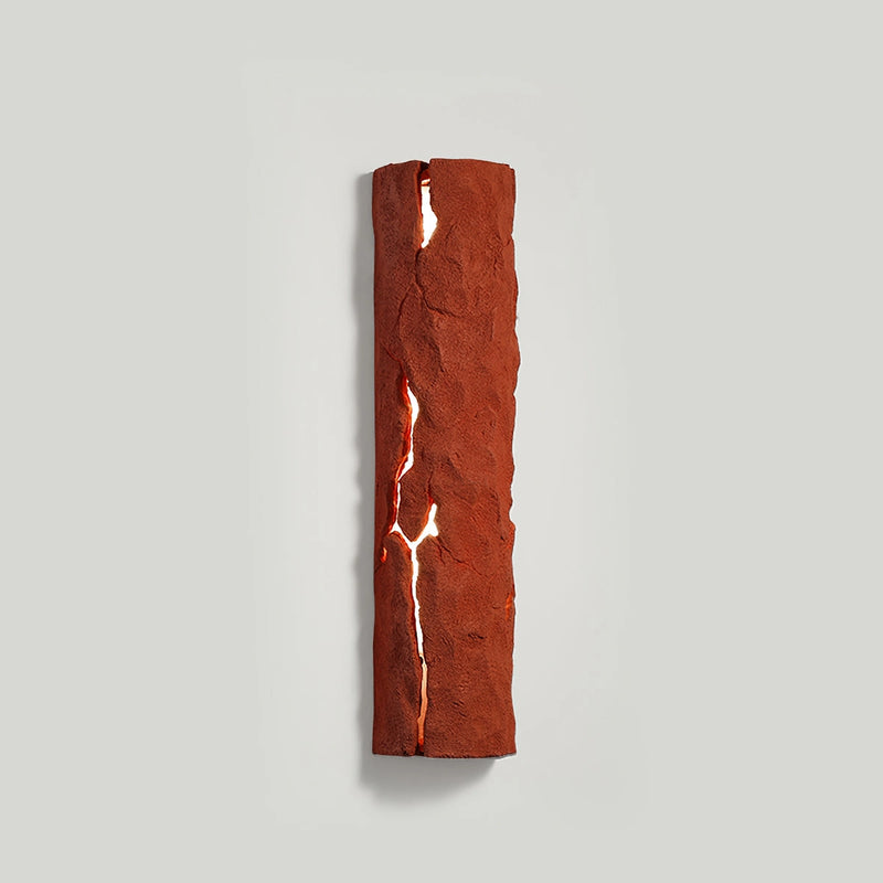Outdoor Wall Light IP65 Waterproof in Premium Resin with Faux Rock Finish, L 3.9″ x H 15.6″, Red, designed for outdoor use with cool light, resembling a rectangle with tints and shades of carmine.