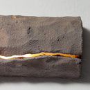 Outdoor wall light featuring IP65 waterproofing in a premium resin faux rock finish, with a rectangle shape and a blend of brown, beige, and grey tones resembling natural rock patterns.