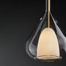 Nordic style pendant lamp featuring a clear, raindrop design with a starlight effect, suspended from a metal ceiling fixture with cone-shaped lampshade.