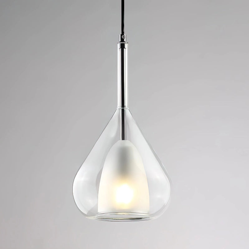 Nordic style pendant lamp featuring a clear raindrop design with a starlight effect, suspended from the ceiling with a metal fixture.