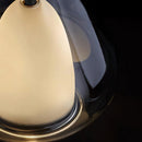 Clear raindrop design pendant lamp with starlight effect in a Nordic style, featuring a sleek metal finish and circular elements.