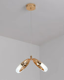 Modern Dante pendant lamp featuring a circular chandelier design with wooden and metal elements, decorated with butterfly shapes in a natural beige tone, suspended from the ceiling.