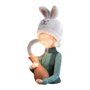 Resin table lamp featuring an elegant rabbit girl design with dual glass lampshades, detailed with a costume hat and fawn elements.