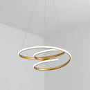 Elegant modern spiral pendant light made of aluminum, featuring a warm illumination with an artistic and fashionable design.