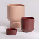 Ceramic vase designed as stacked flower pots, ideal for gardening and bonsai, showcasing a mix of pottery and porcelain finishes.