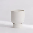Large pearl white ceramic vase designed as a stacked flower pot for garden and bonsai, displayed on a table.