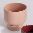 Ceramic vase designed for garden and bonsai, resembling stacked flower pots, crafted from earthenware pottery with circular shapes.