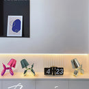 Crystal table lamp featuring a touch-sensitive, dimmable design with a whimsical balloon dog accent, set against a backdrop that includes artistic elements and electric blue tones.