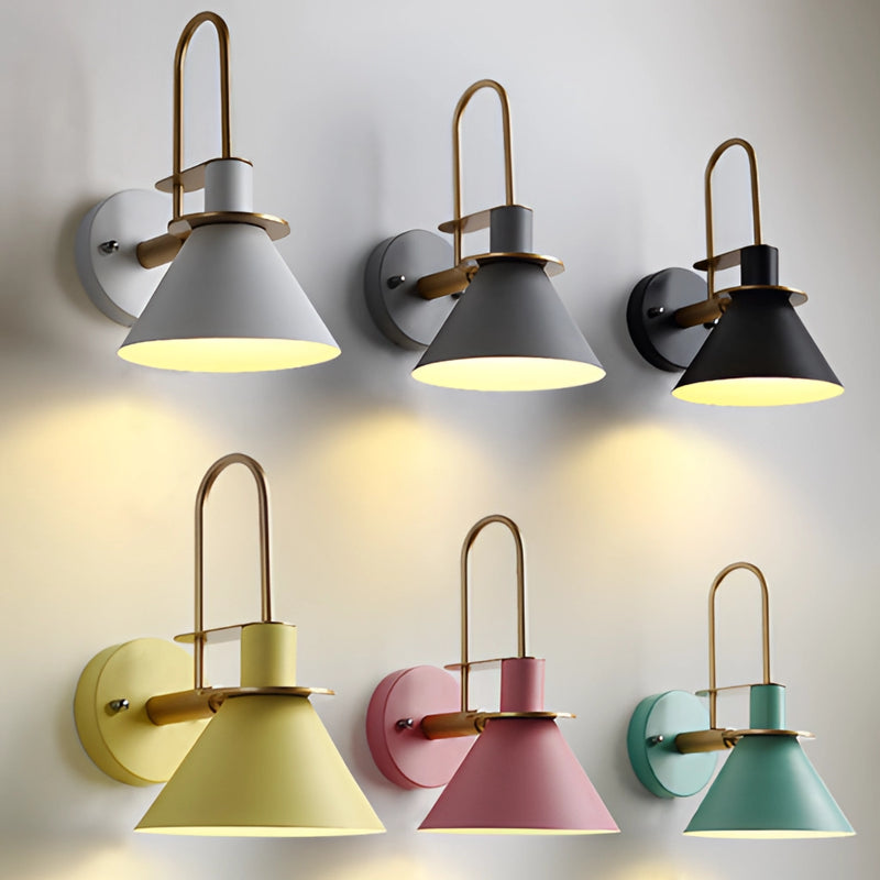 Elegant retro-designed wall light with a matte finish, featuring a white and yellow color scheme, ideal for interior lighting.