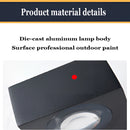 Waterproof black UFO-shaped wall light mounted on a wall, designed for outdoor use with a sleek, modern appearance.
