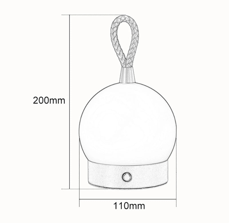 Cordless nightstand table light featuring a waterproof LED lamp blimp with quick charging. The design includes circular and rectangular elements, visible on the gadget's sleek, modern silhouette.