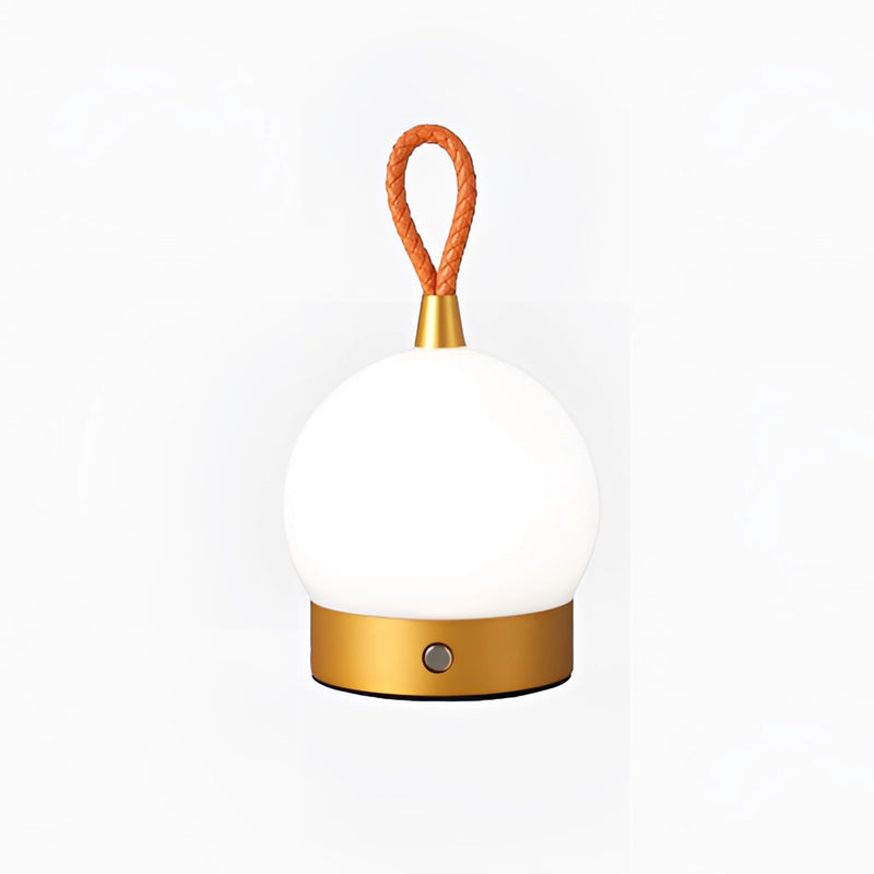 Gold Waterproof LED Lamp Blimp designed as a cordless nightstand table light, featuring a metallic gold finish with ornamental wood and jewelry-inspired details.