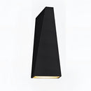 Modern Nordic style Empire waterproof LED outdoor wall light featuring a sleek design with rectangular and triangular shapes, electric blue accents, and minimalist graphics on a facade.