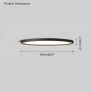 Circular LED ceiling light with black rim, minimalist design, 23.6 inches, dimmable with remote.