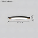 Circular LED ceiling light with a black rim, minimalist design, 15.7 inches in diameter, dimmable with a remote.