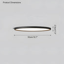 Minimalist circular LED ceiling light with black rim, 19.7 inches in diameter, dimmable with remote.
