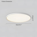 Circular LED ceiling light with a black rim, minimalist design, dimmable with remote, 19.7 inches in diameter, white color, mounted on ceiling.