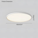 Minimalist circular LED ceiling light with a black rim and white surface, measuring 23.6 inches (60cm), dimmable with remote control.