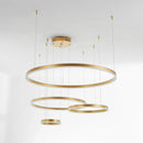 Gold Circular LED Pendant Light with Adjustable Height, Modern Chandelier Ceiling Fixture