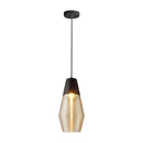 Designer Ribbed Glass Pendant Light in Style B, featuring a modern industrial design with a ribbed glass shade, metal cone-shaped structure, and a cylindrical ceiling fixture.