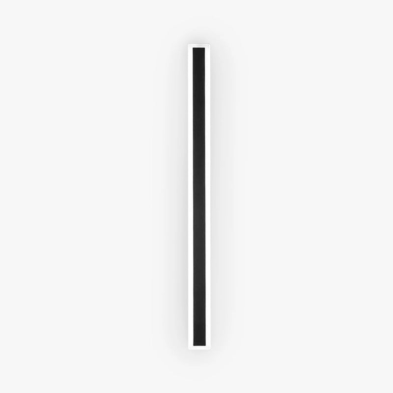 Minimalist LED wall sconce featuring a sleek vertical rectangular design, mounted on a wooden panel.