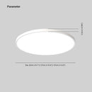Minimalist round LED ceiling light, flush mount, slim design, energy-efficient, installed on a white ceiling.