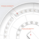 Minimalist round LED ceiling light with a slim, flush mount design, energy-efficient, featuring a sleek circular metal frame and modern engineering.